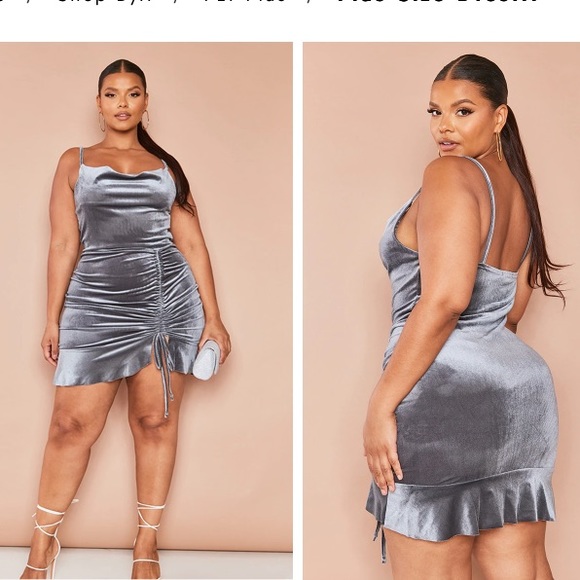 PrettyLittleThing Dresses & Skirts - ⚡️ Pretty Little Thing | Silver Frill Ruched Bodycon Dress